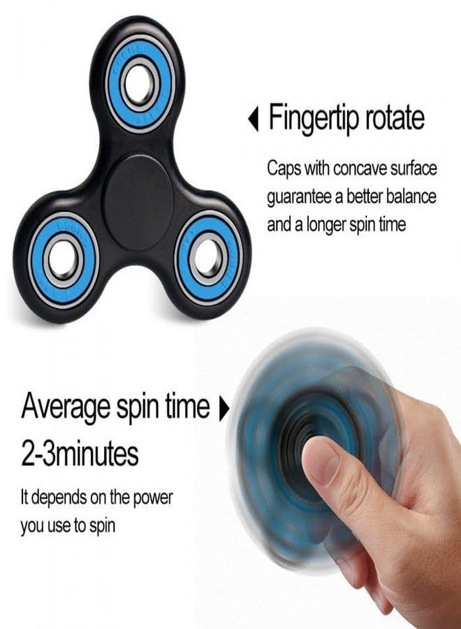 Premsons® Hand Spinner Desk Toy - High Speed Smooth Finger Spin Sensory Fidget Stress Relief Game Play for Kids & Adults - Birthday Party Gift - Four Bearing - Black + Blue Bearing - Image 3
